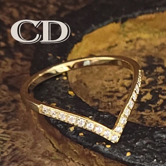 Women's Gold Dainty Chevron Promise Ring - Promise Ring For Girls - Picture 1 of 8